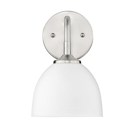 Zoey 1-Light Wall Sconce in Pewter with Matte White Shade