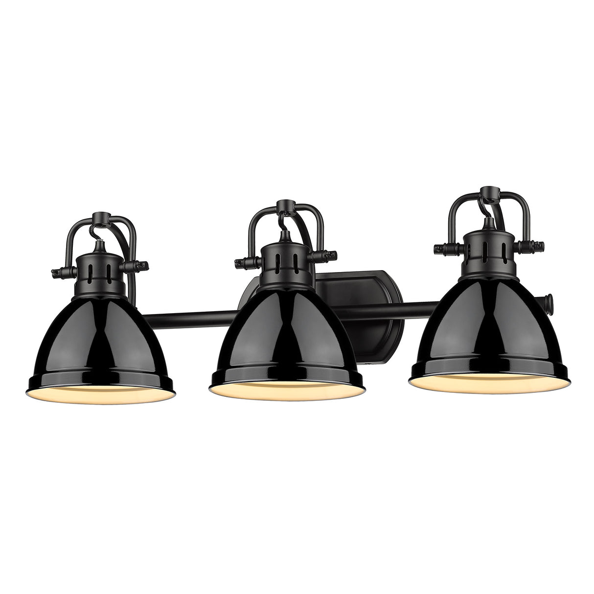 Duncan 3 Light Bath Vanity in Matte Black with a Black Shade