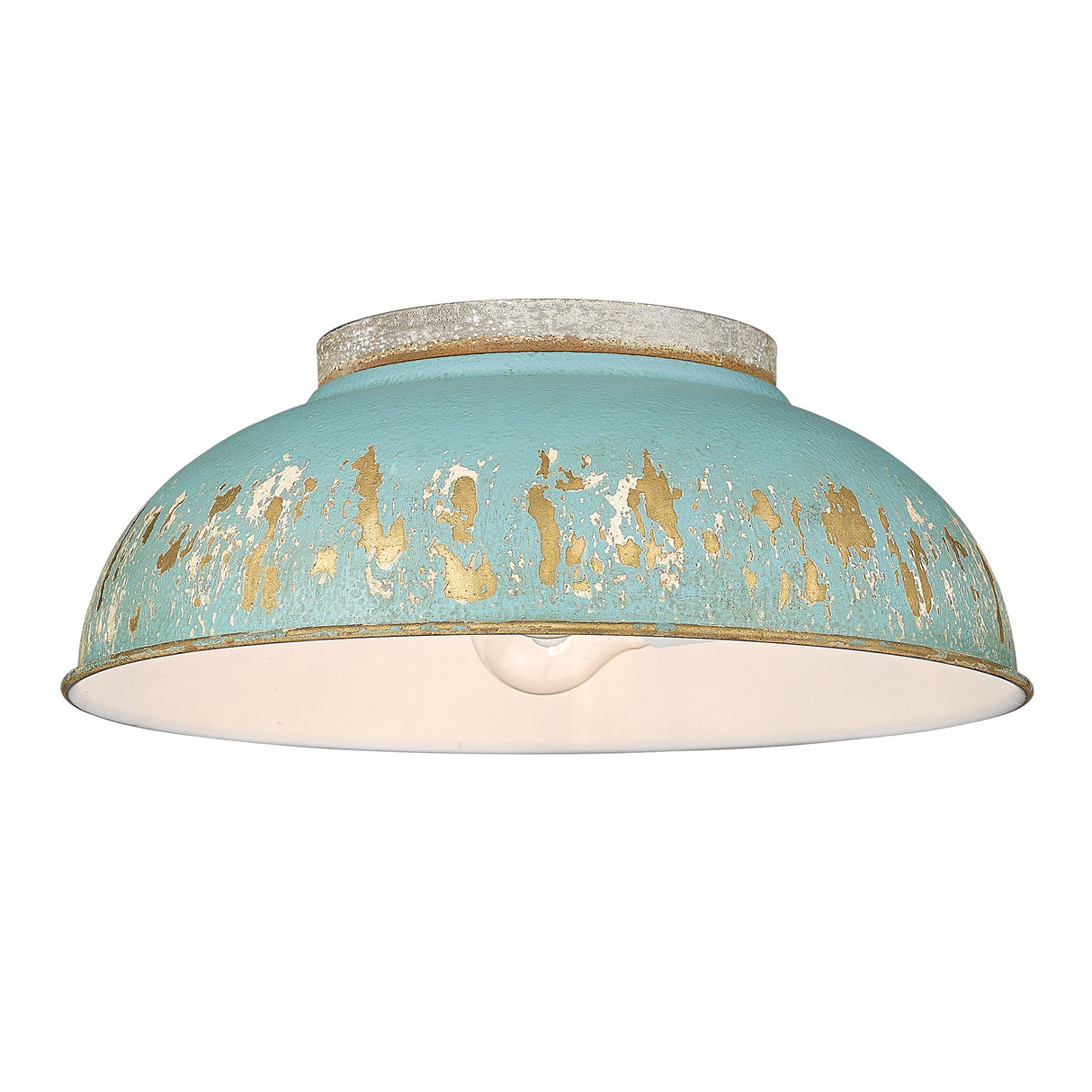 Kinsley Flush Mount in Aged Galvanized Steel with Antique Teal Shade