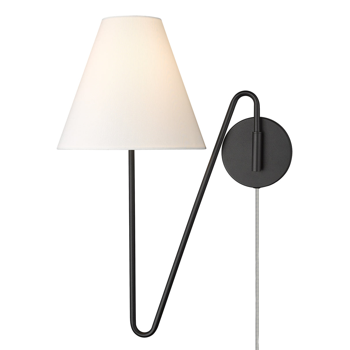 Kennedy 1 Light Articulating Wall Sconce in Natural Black with Ivory Linen Shade