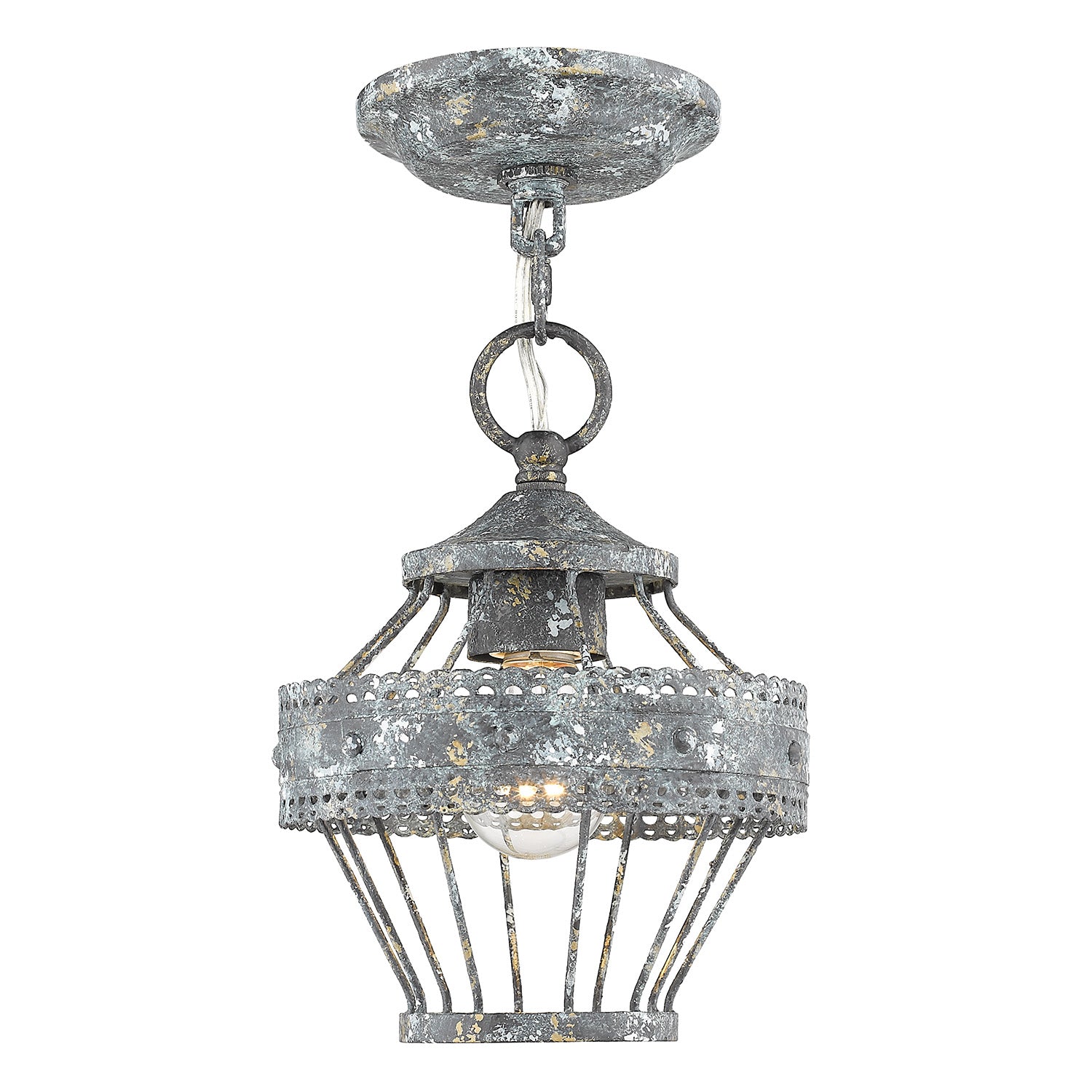 Ferris 1 Light Semi-Flush in Blue Verde Patina