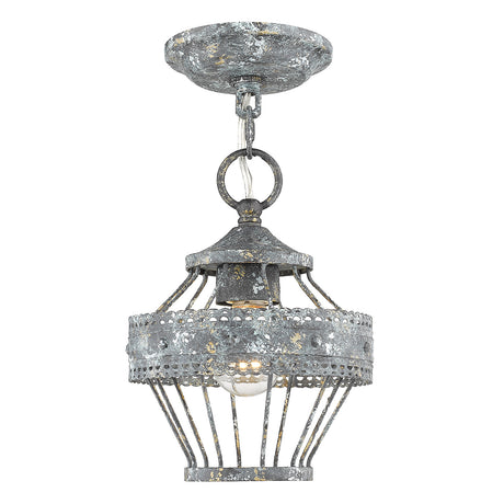 Ferris 1 Light Semi-Flush in Blue Verde Patina