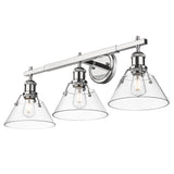 Orwell CH 3 Light Bath Vanity in Chrome with Clear Glass Shade