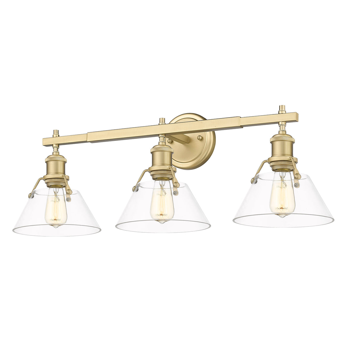 Orwell BCB 3 Light Bath Vanity in Brushed Champagne Bronze with Clear Glass Shades