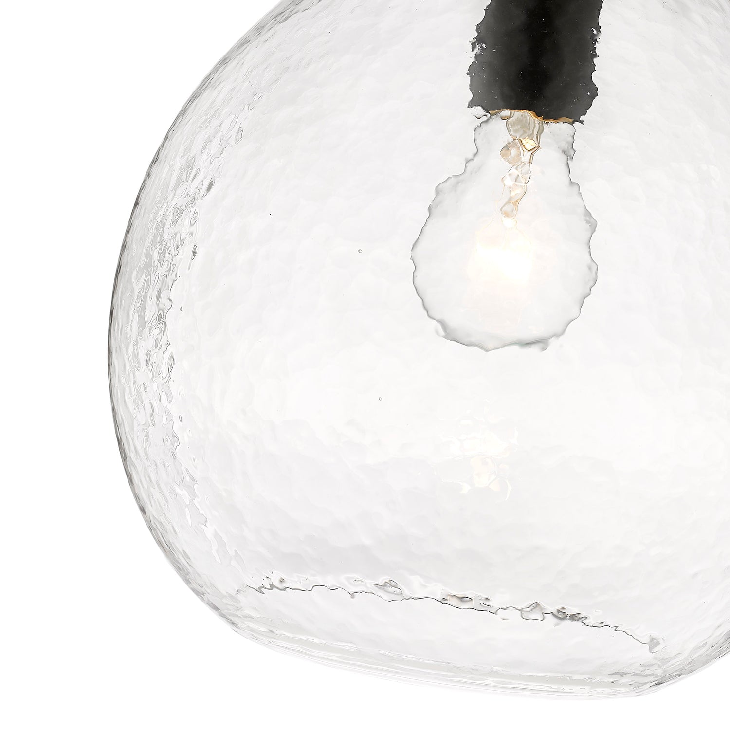 Ariella Small Pendant in Matte Black with Hammered Clear Glass