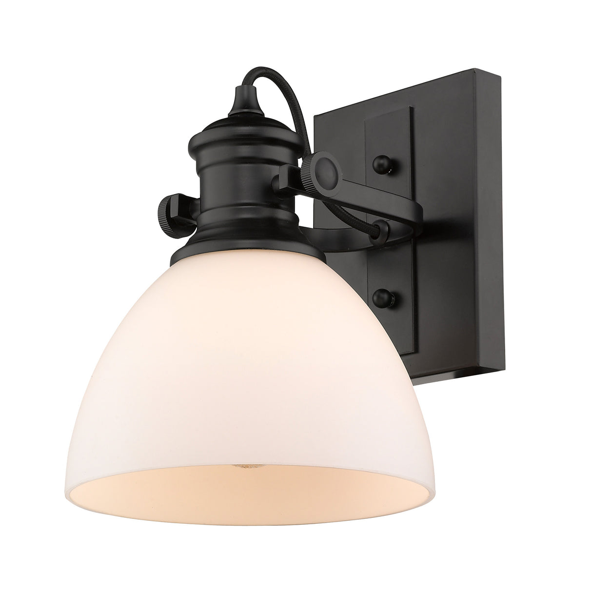 Hines 1-Light Semi-Flush in Matte Black with Opal Glass