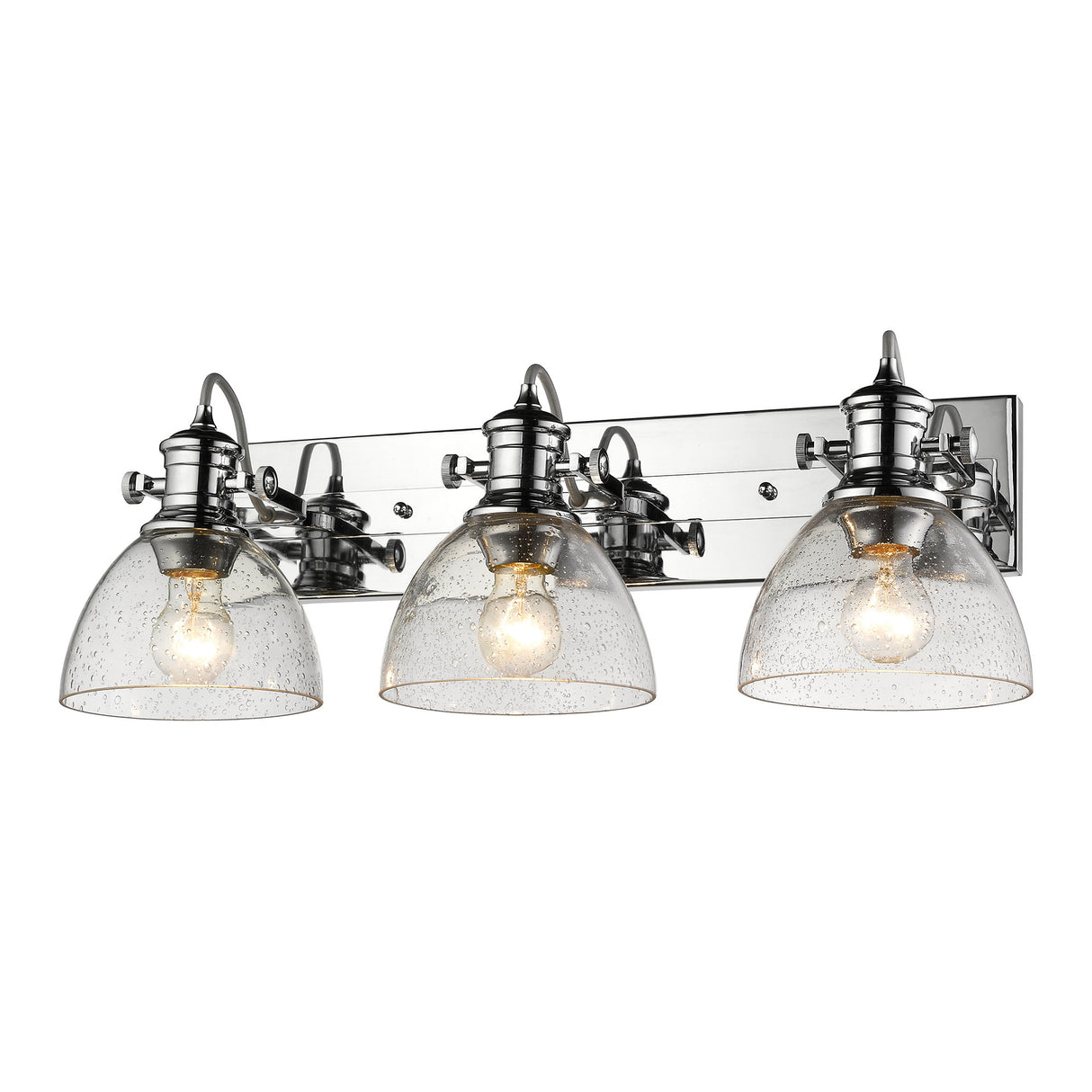 Hines 3-Light Semi-Flush in Chrome with Seeded Glass