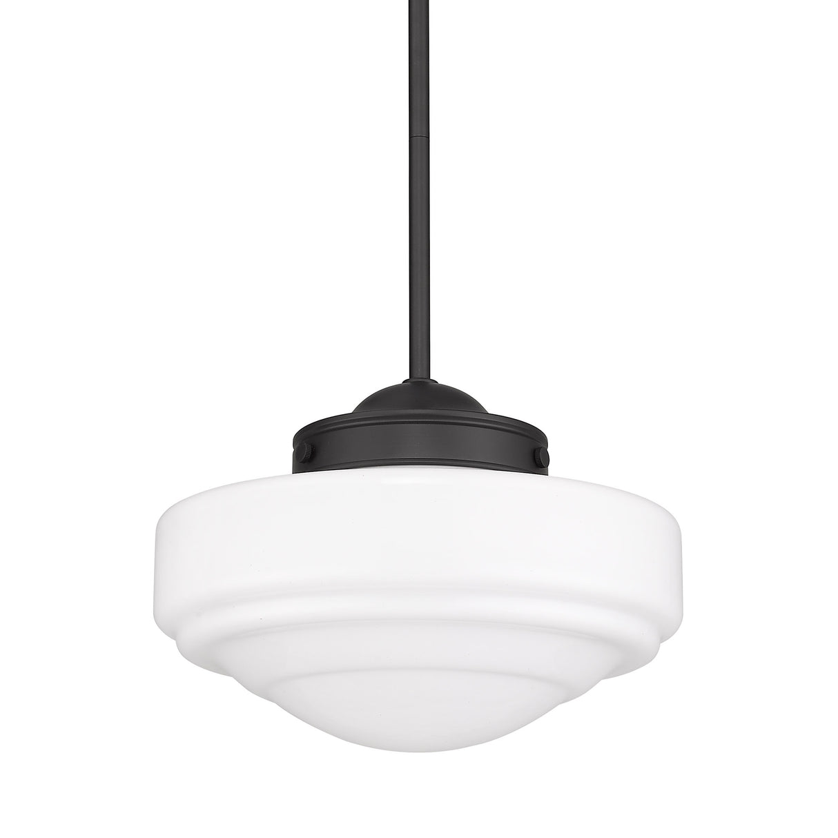 Ingalls Medium Pendant in Matte Black with Vintage Milk Glass Shade