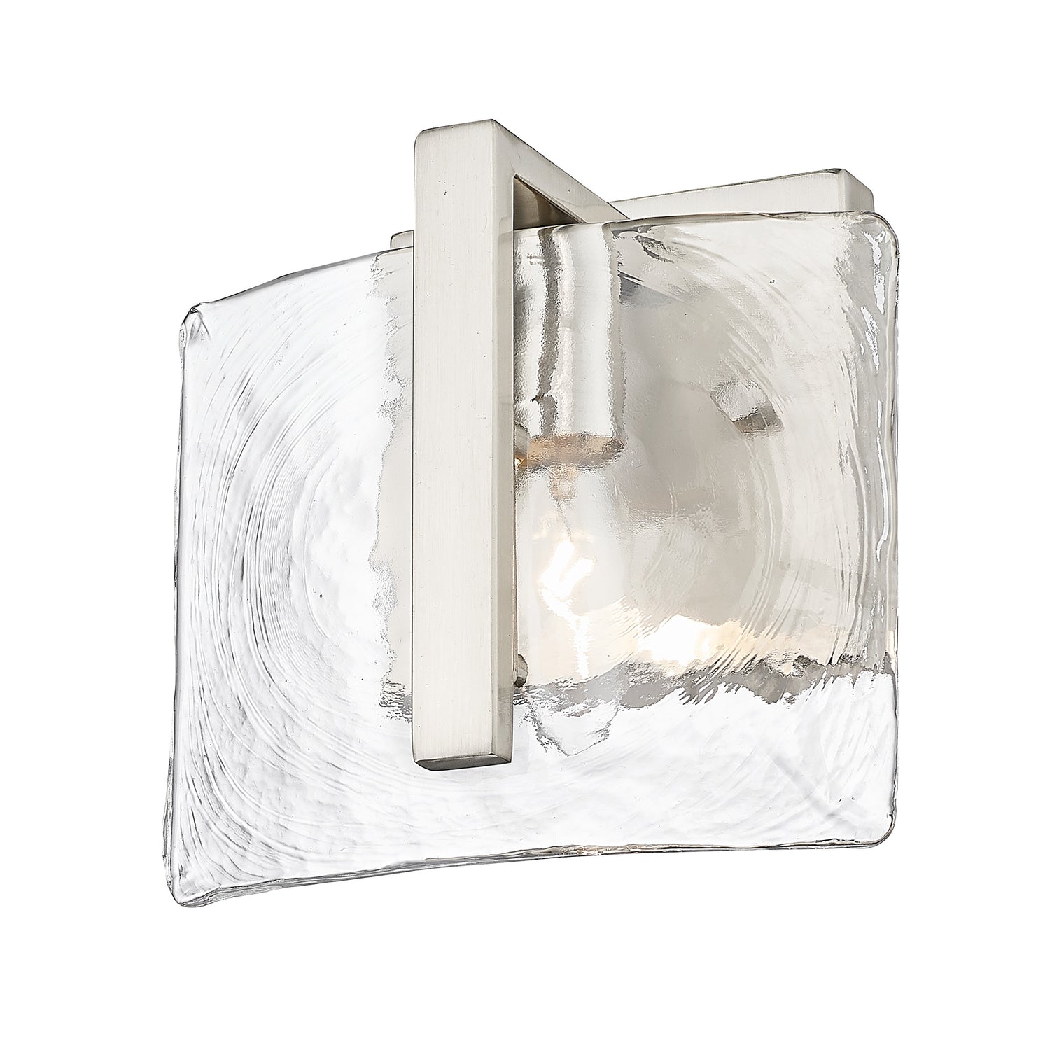 Aenon 1-Light Wall Sconce in Pewter with Hammered Water Glass Shade