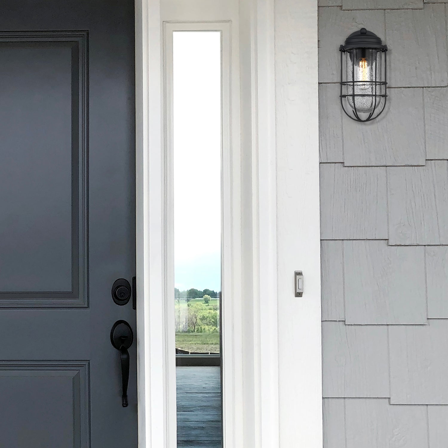 Seaport Medium Outdoor Sconce in Natural Black
