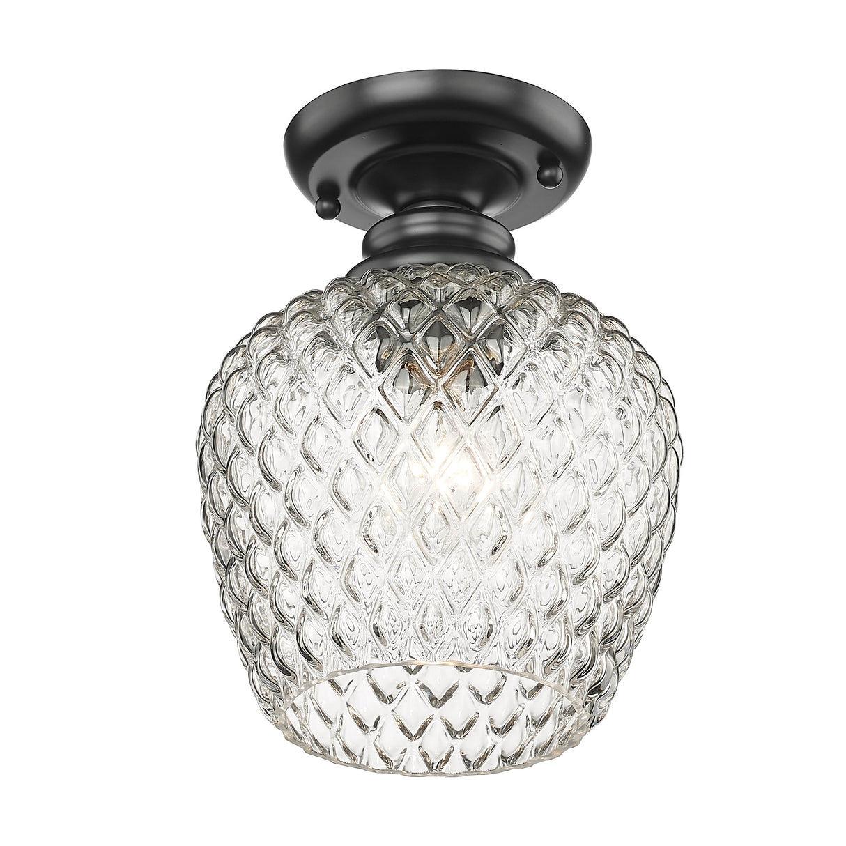 Adeline Semi-Flush in Matte Black with Clear Glass Shade