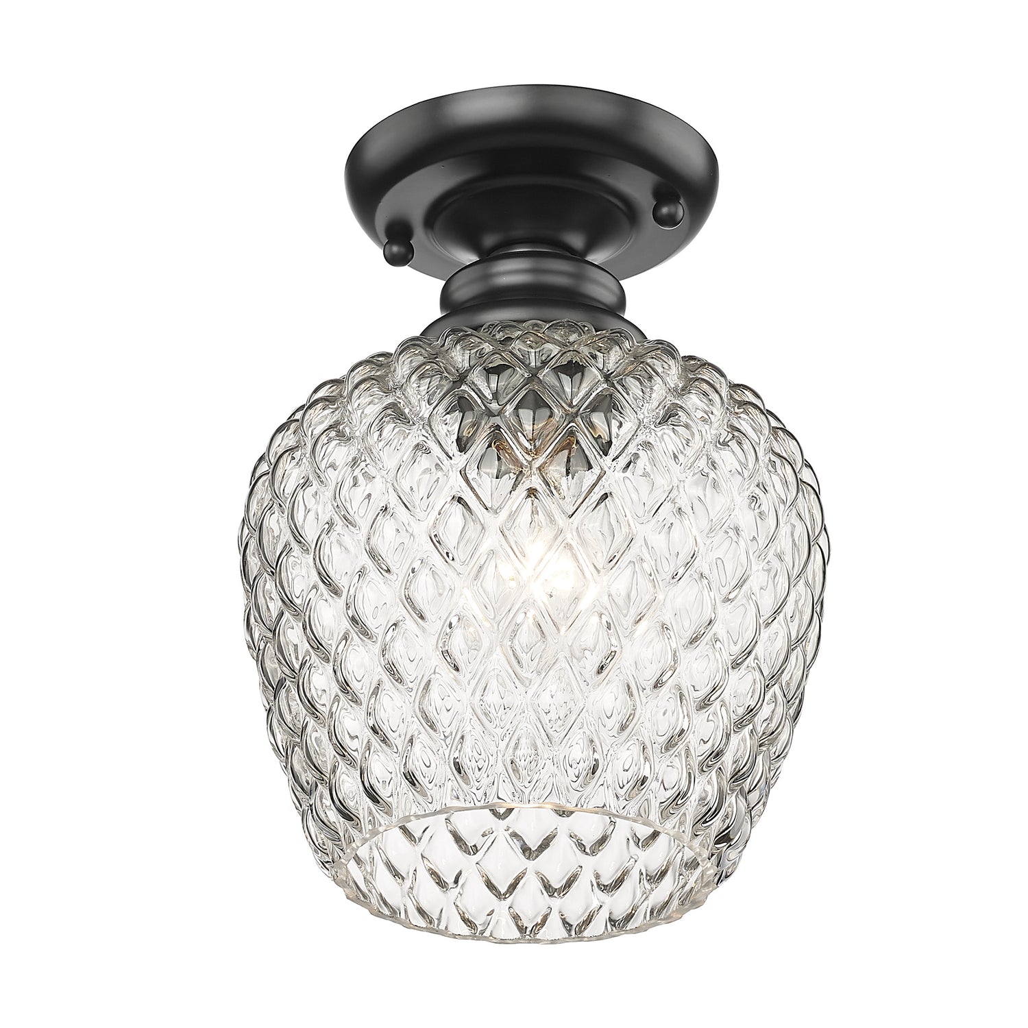 Adeline Semi-Flush in Matte Black with Clear Glass Shade