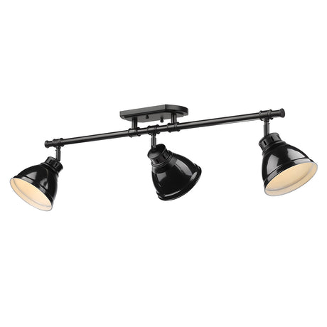 Duncan 3 Light Semi-Flush - Track Light in Matte Black with Black Shades