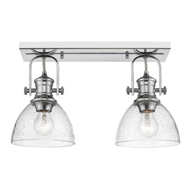 Hines 2-Light Bath Vanity in Chrome with Seeded Glass