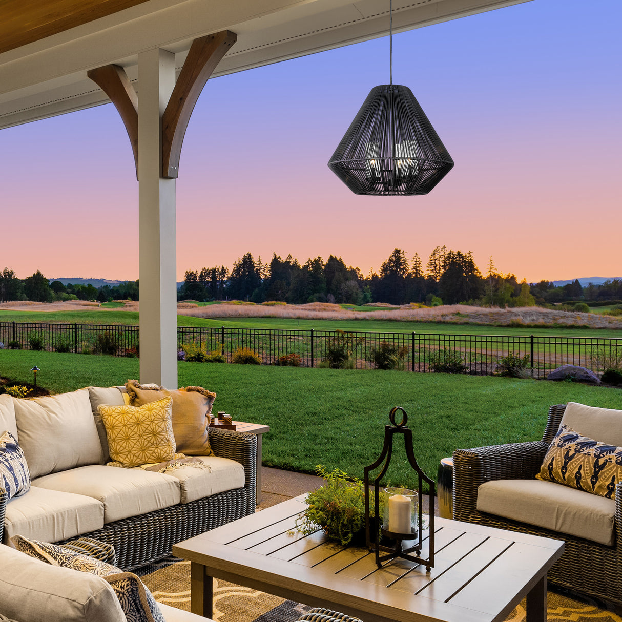 Valentina NB Natural Black 3 Light Pendant - Outdoor