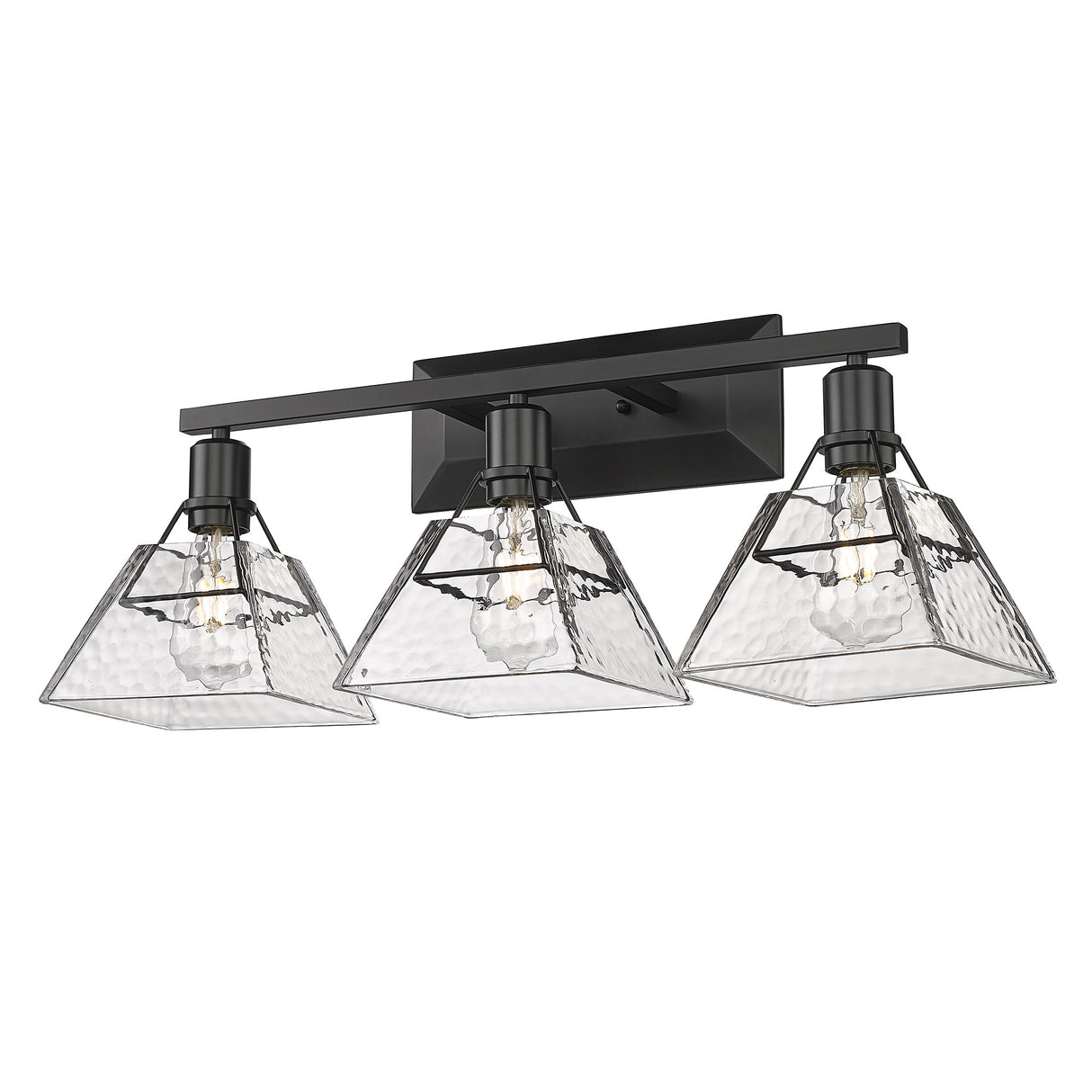 Kepler 3 Light Bath Vanity in Matte Black with Water Glass Shade