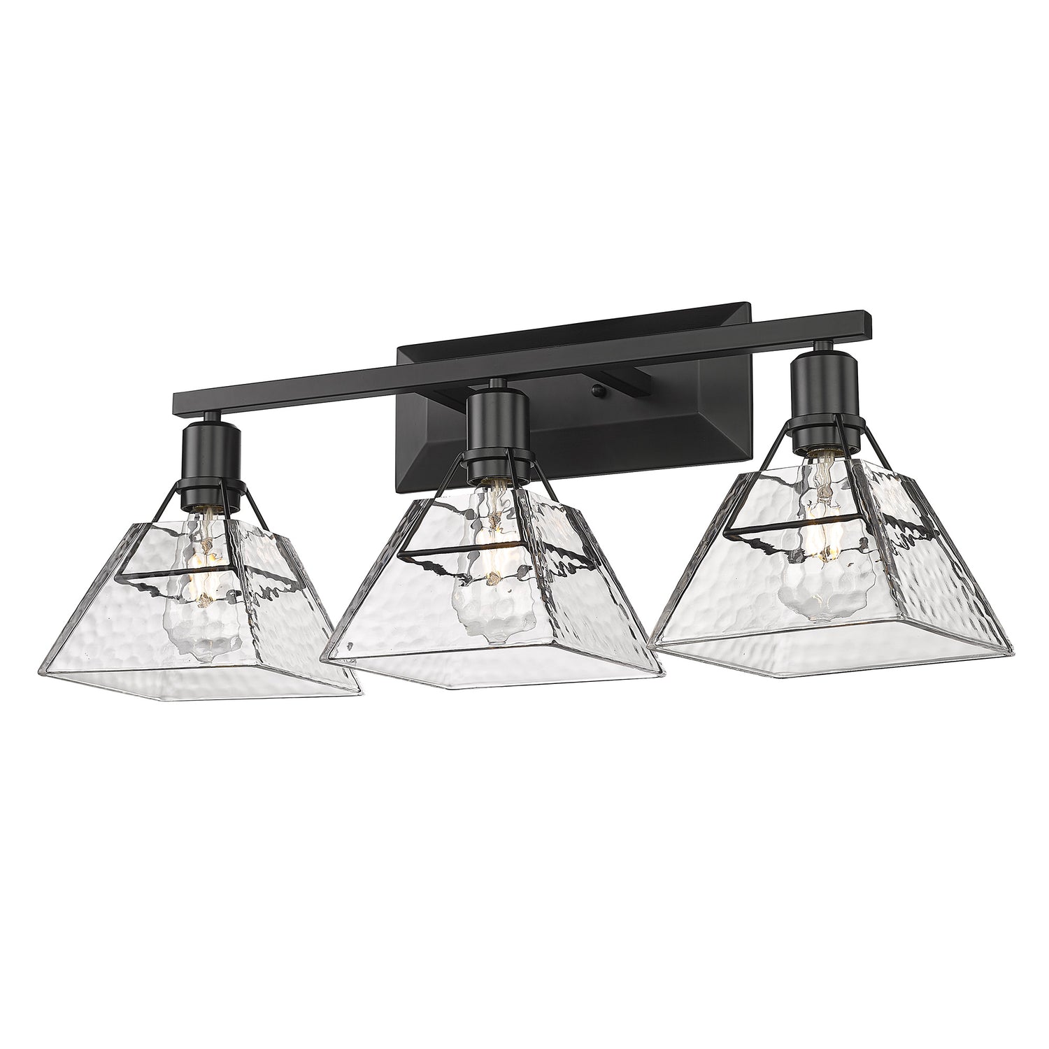 Kepler 3 Light Bath Vanity in Matte Black with Water Glass Shade