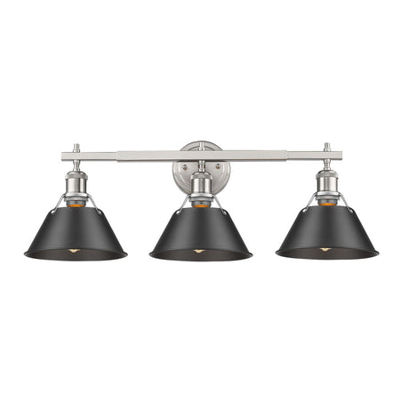 Orwell PW 3 Light Bath Vanity in Pewter with Matte Black Shade