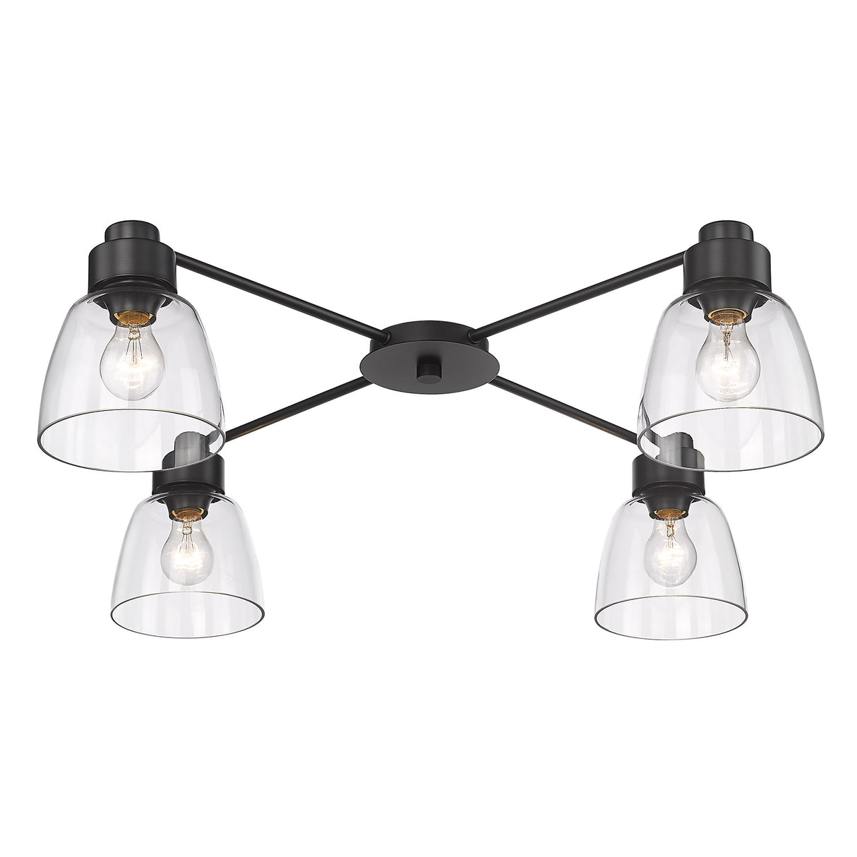 Remy 4 Light Flush Mount in Matte Black with Clear Glass Shade