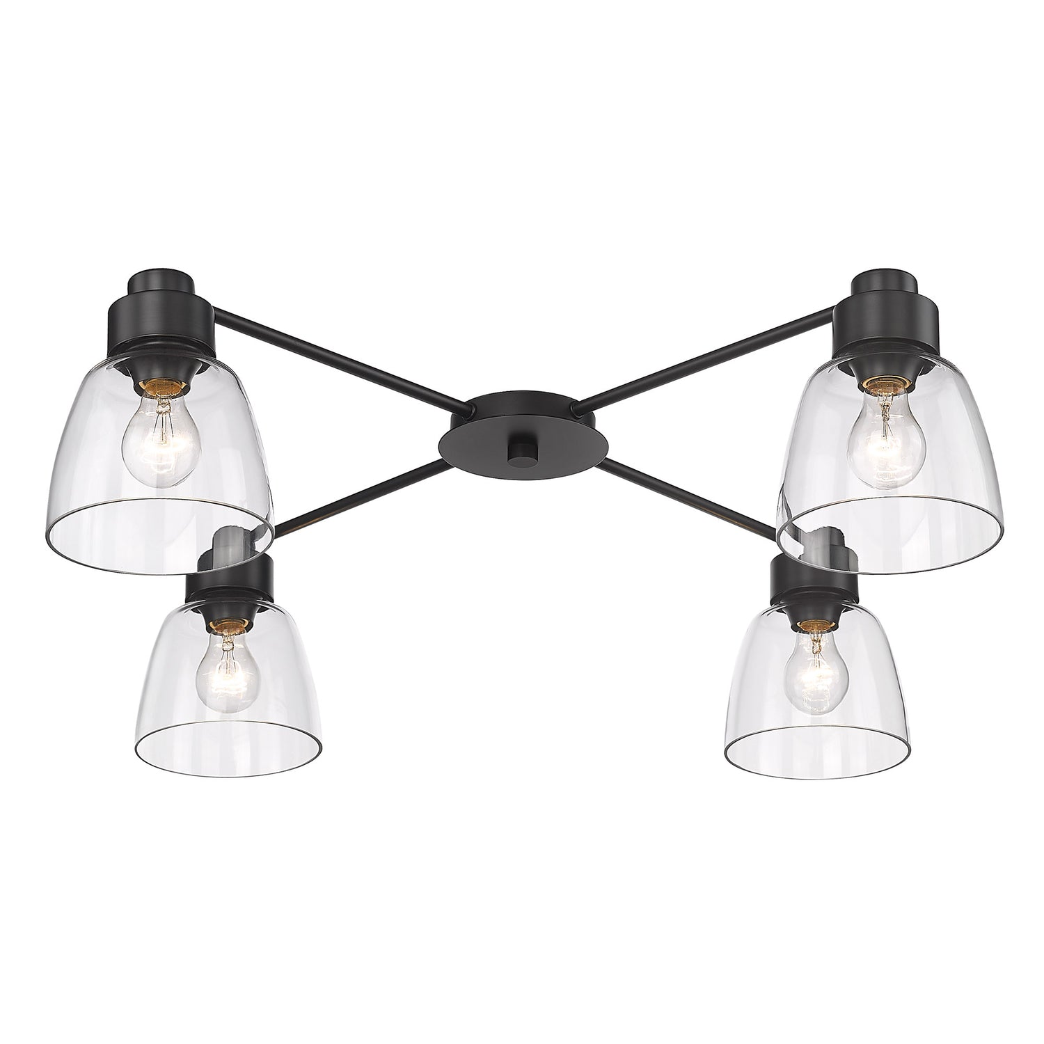 Remy 4 Light Flush Mount in Matte Black with Clear Glass Shade