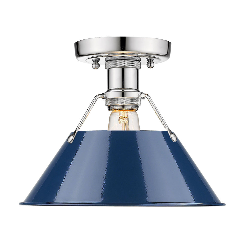 Orwell CH Flush Mount in Chrome with Navy Blue Shade