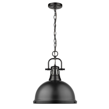 Duncan 1 Light Pendant with Chain in Matte Black with a Matte Black Shade