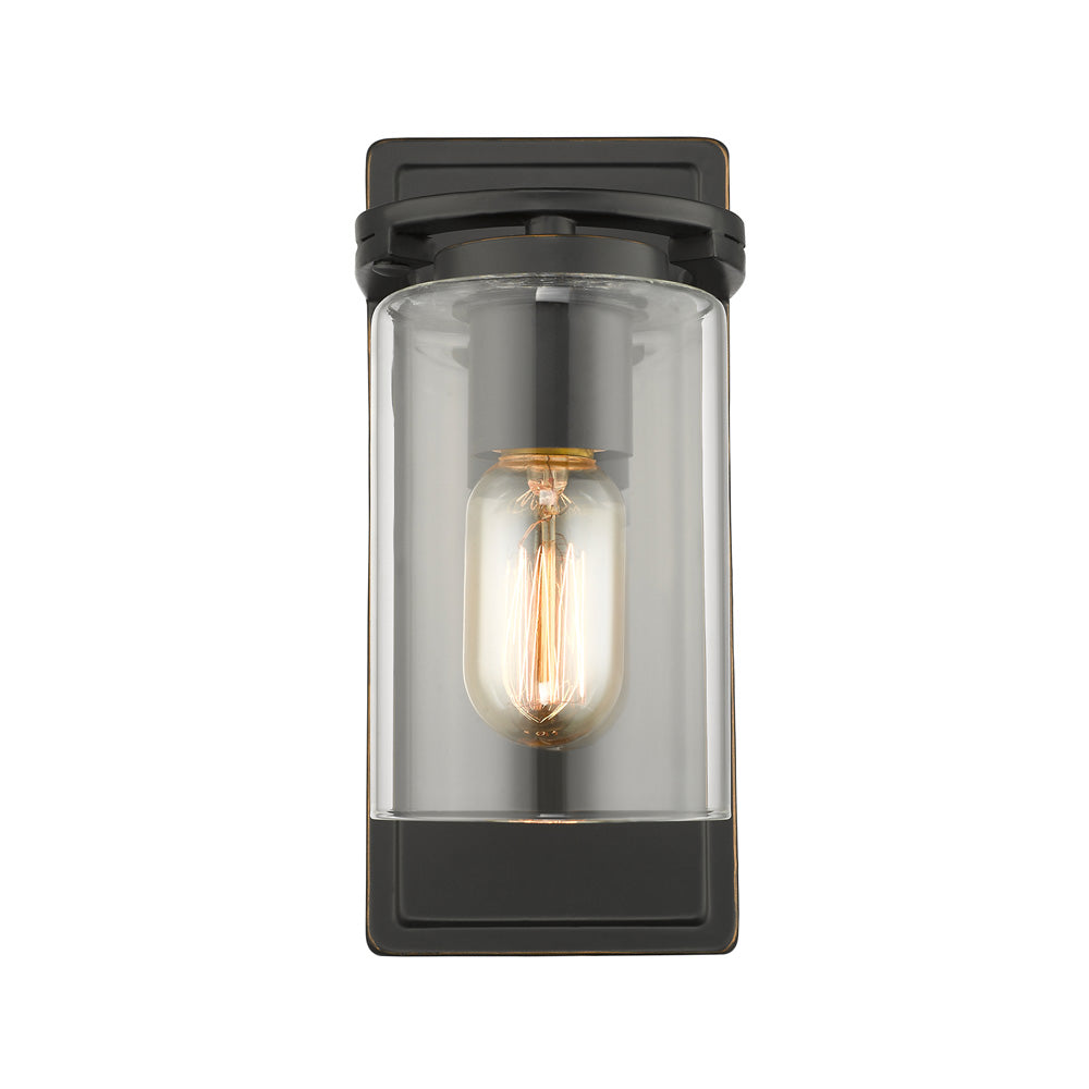 Monroe 1 Light Wall Sconce in Matte Black with Gold Highlights and Clear Glass