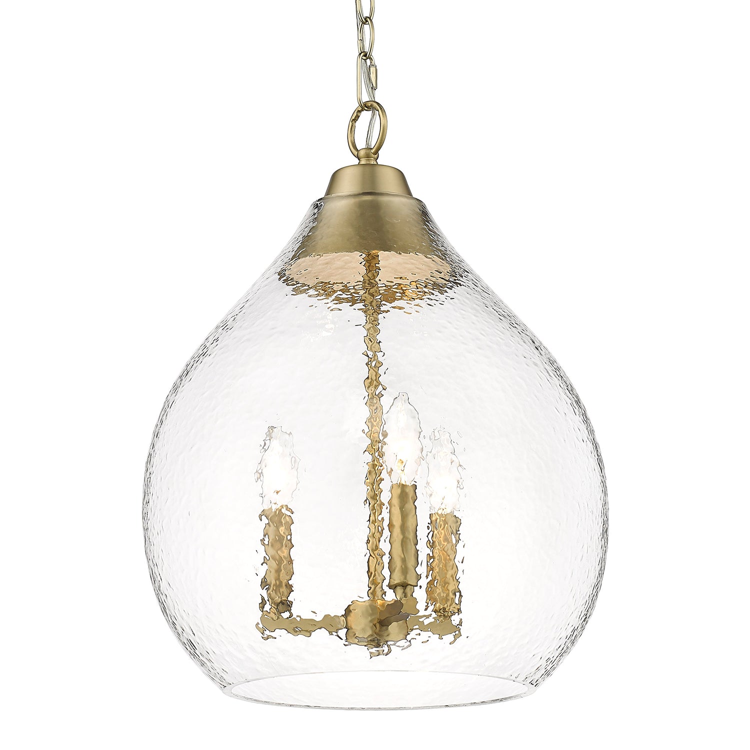 Ariella 3-Light Pendant in Brushed Champagne Bronze with Hammered Clear Glass