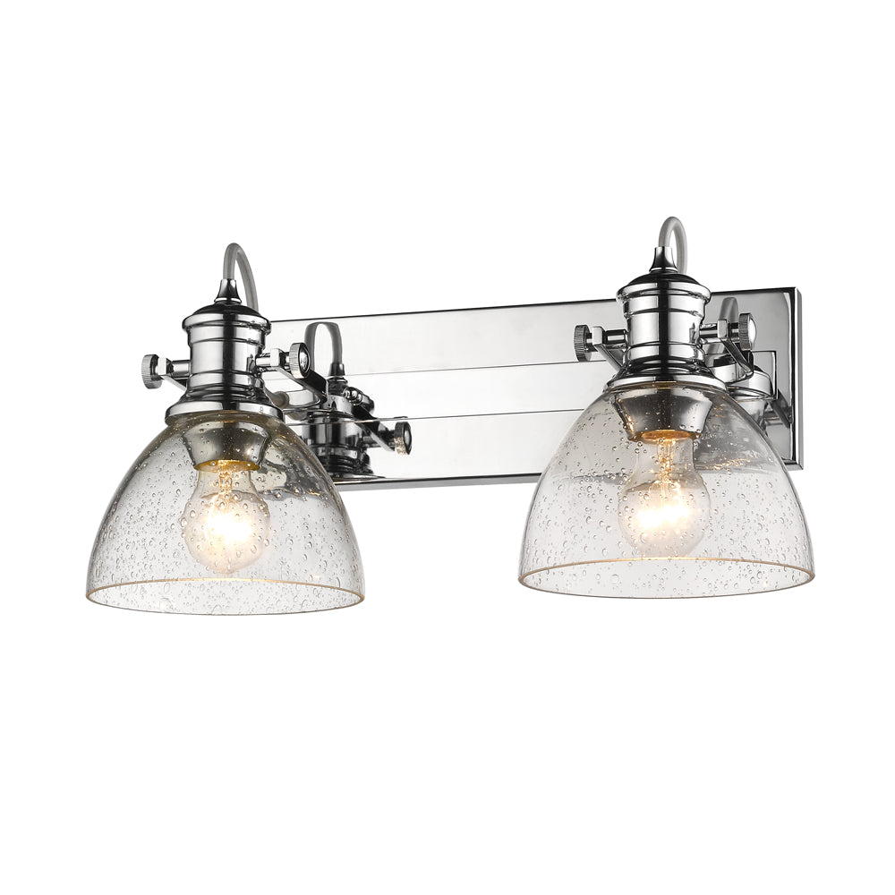 Hines 2-Light Bath Vanity in Chrome with Seeded Glass