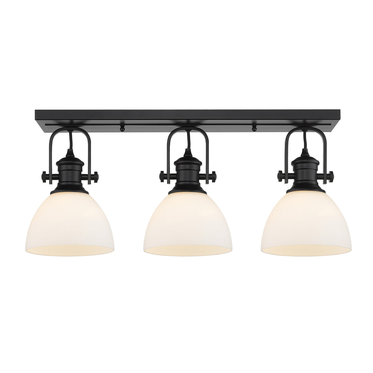 Hines 3-Light Semi-Flush in Matte Black with Opal Glass