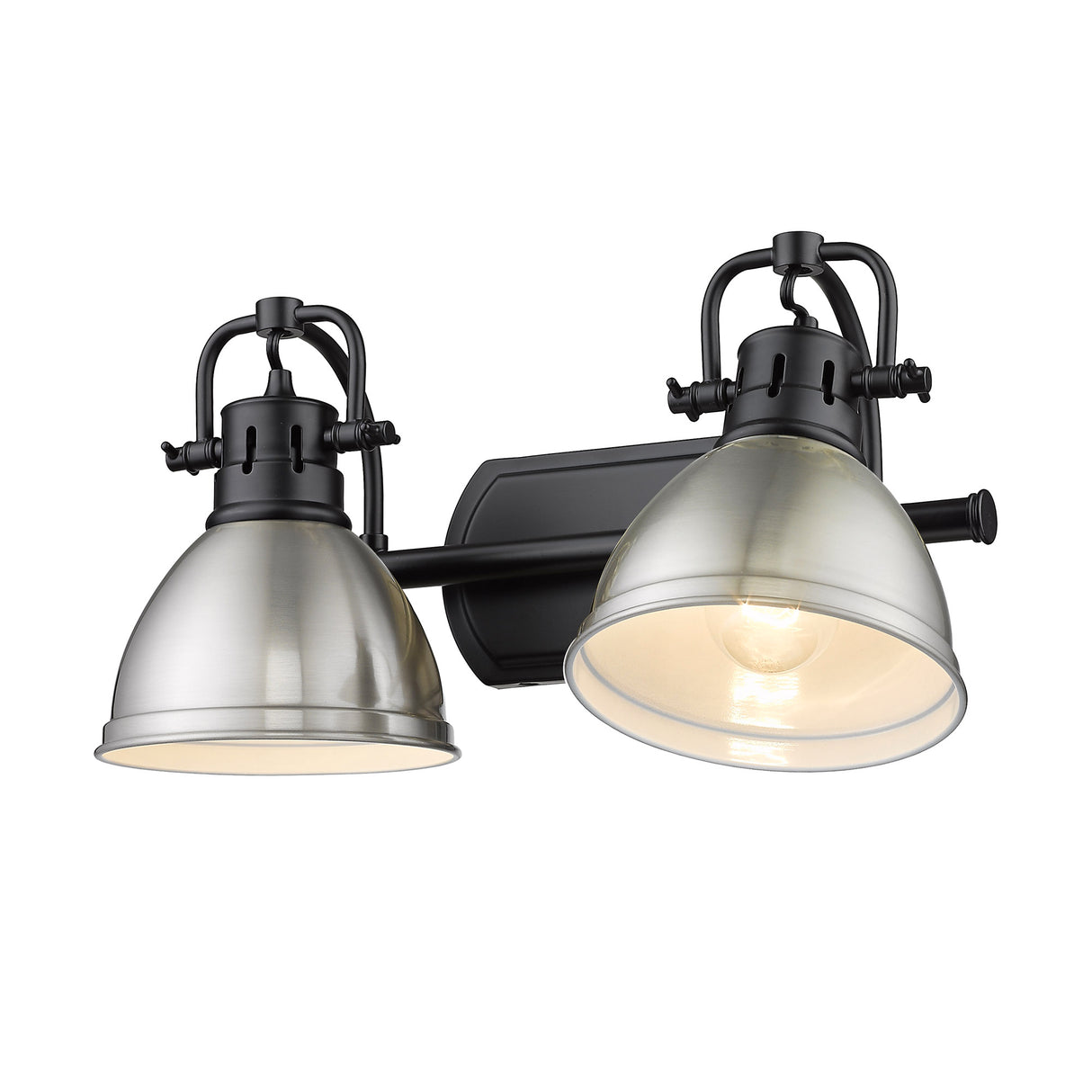Duncan 2 Light Bath Vanity in Matte Black with Pewter Shades