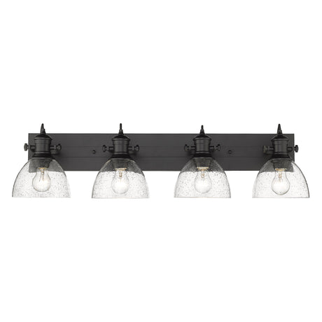 Hines 4-Light Bath Vanity in Matte Black with Seeded Glass Shades