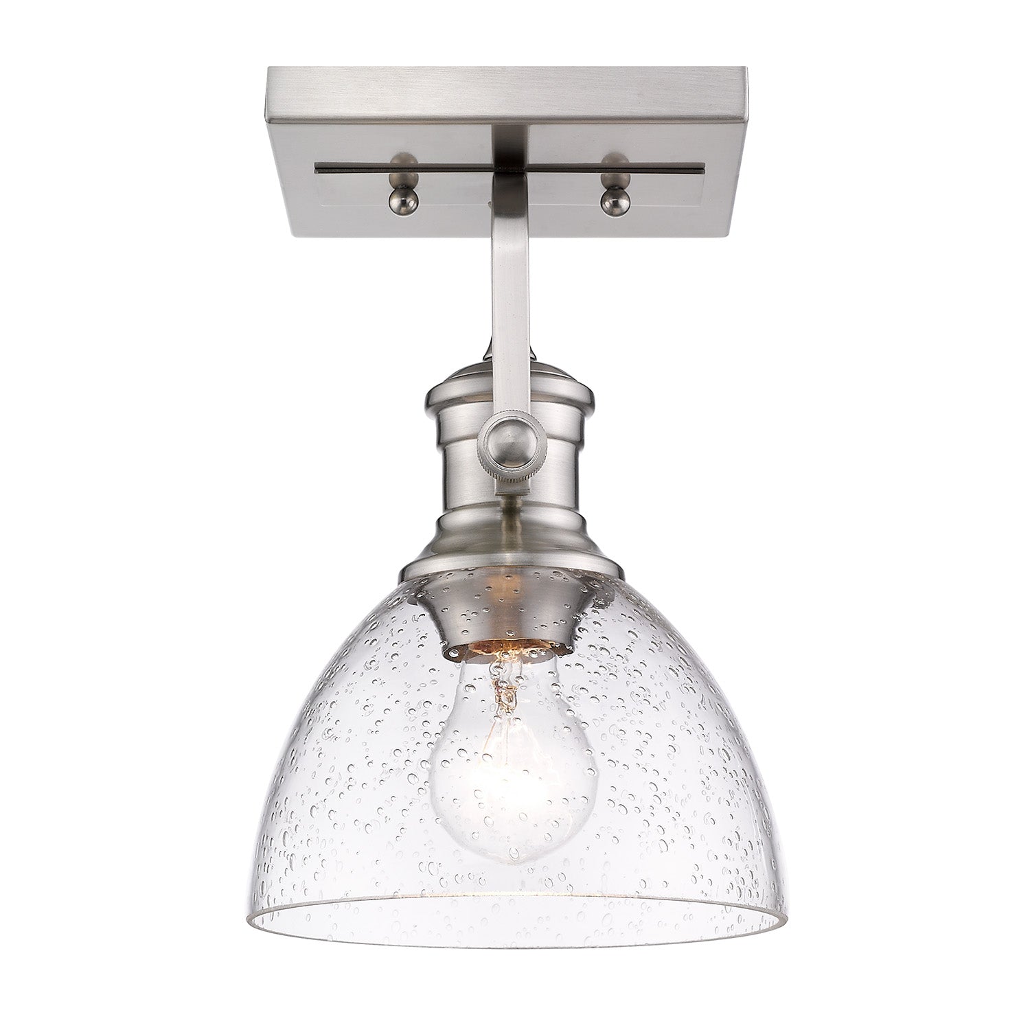 Hines 1-Light Semi-Flush in Pewter with Seeded Glass
