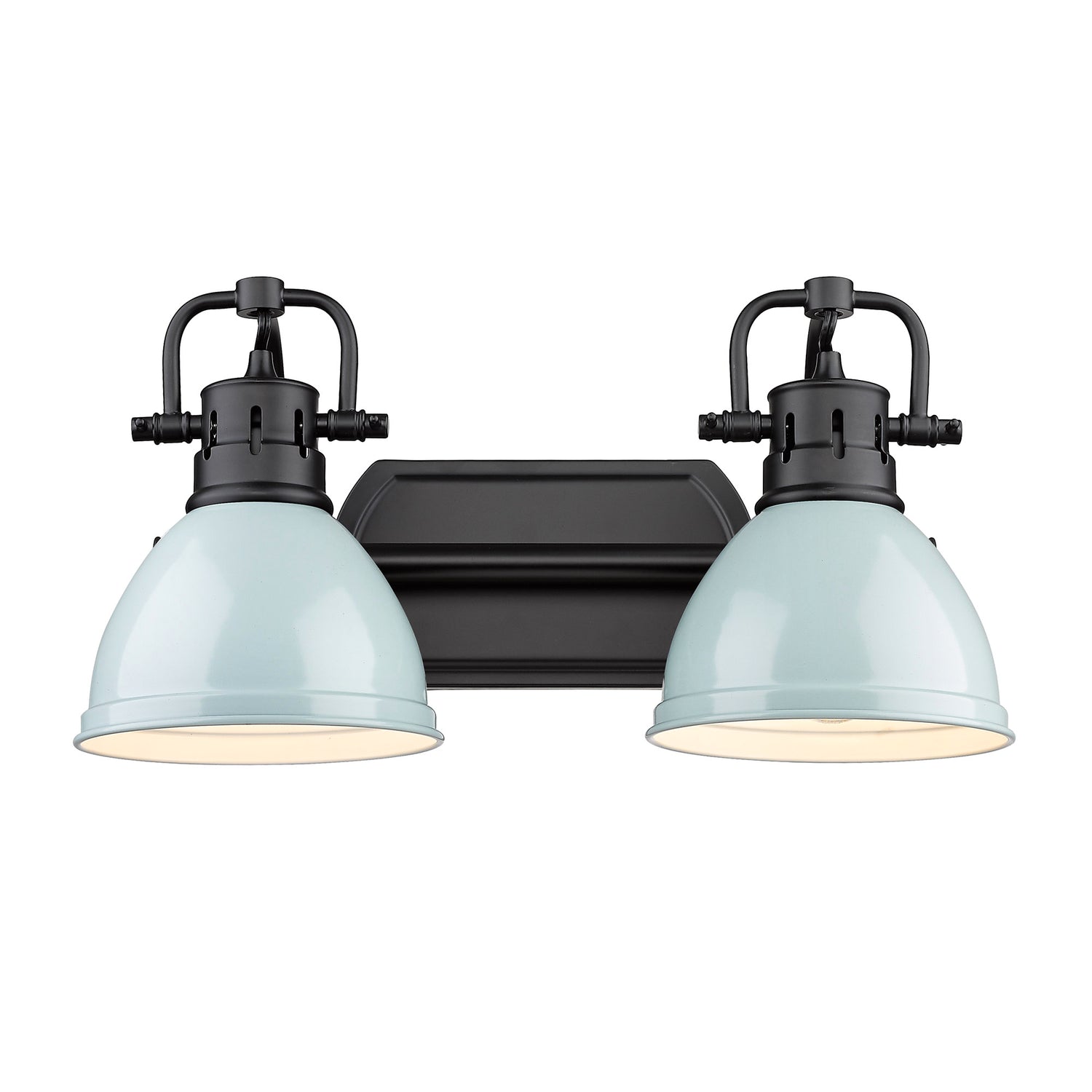 Duncan 2 Light Bath Vanity in Matte Black with Seafoam Shades
