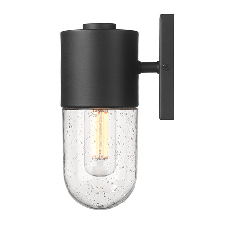 Ezra 1 Light Wall Sconce - Outdoor in Natural Black with Seeded Glass Shade