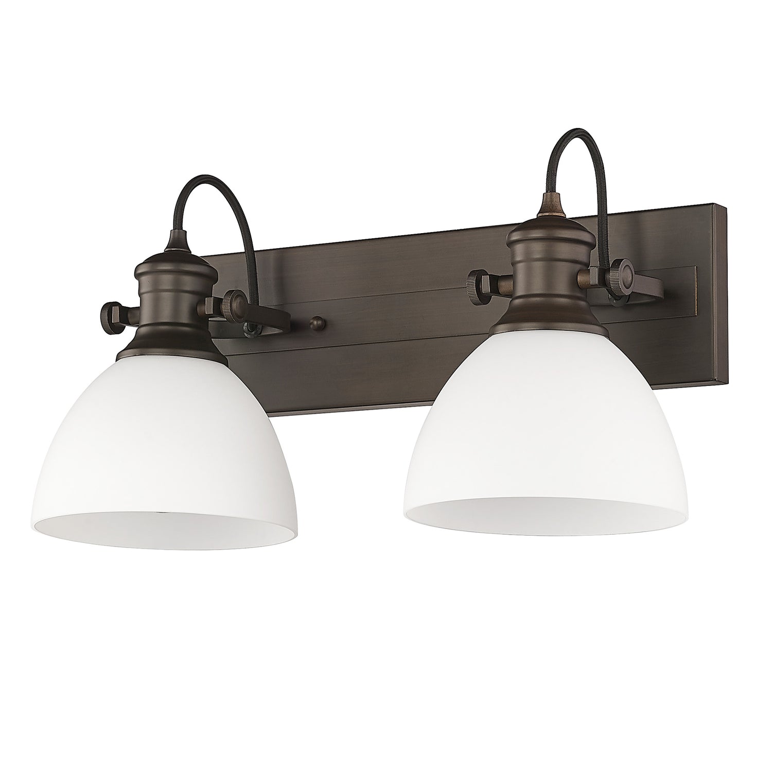 Hines 2-Light Bath Vanity in Rubbed Bronze with Opal Glass