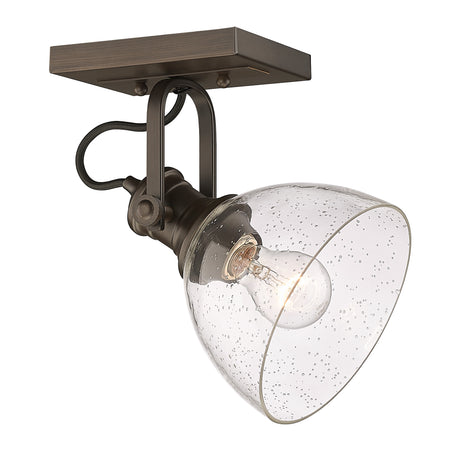 Hines 1-Light Semi-Flush in Rubbed Bronze with Seeded Glass