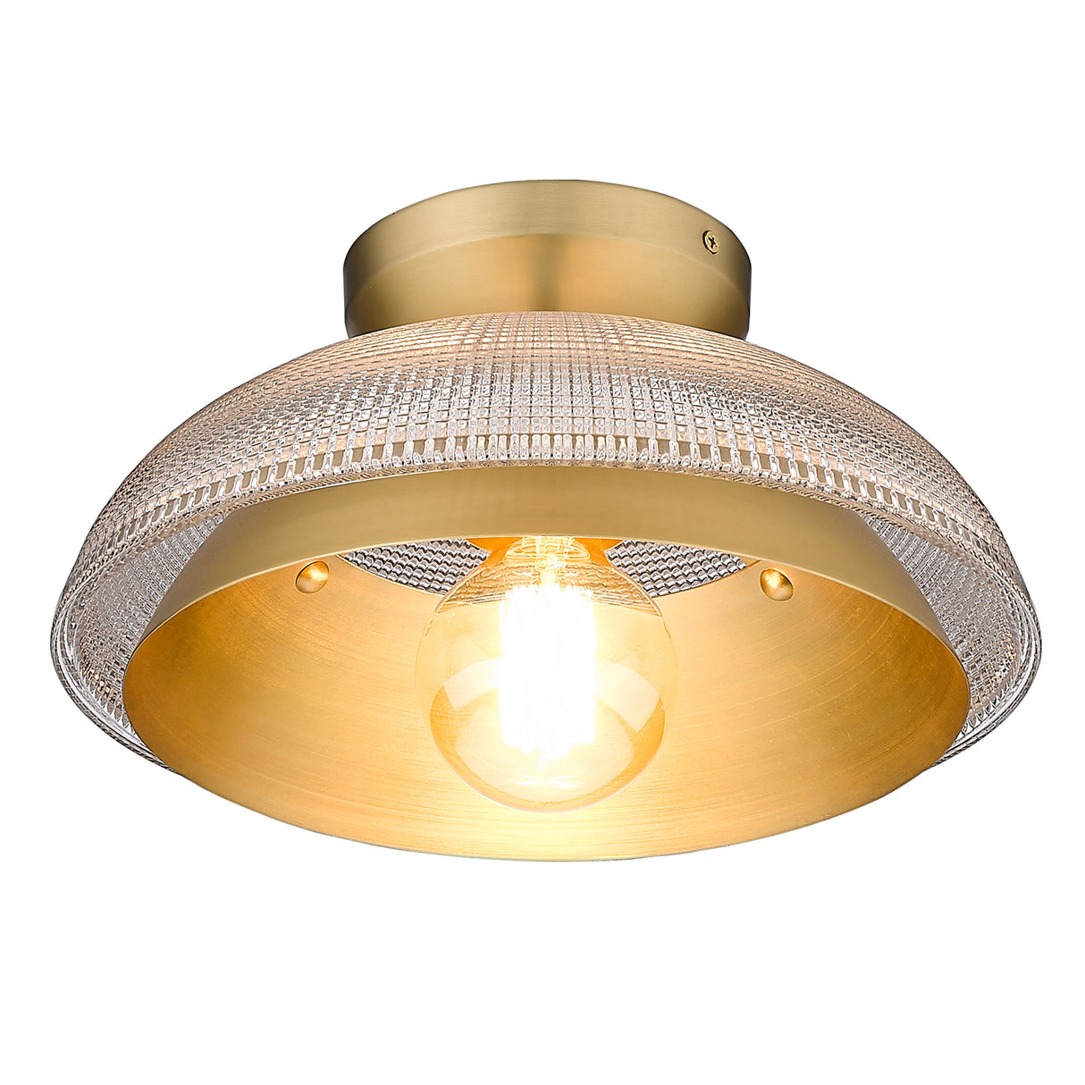 Crawford Flush Mount in Brushed Champagne Bronze with Retro Prism Glass Shade