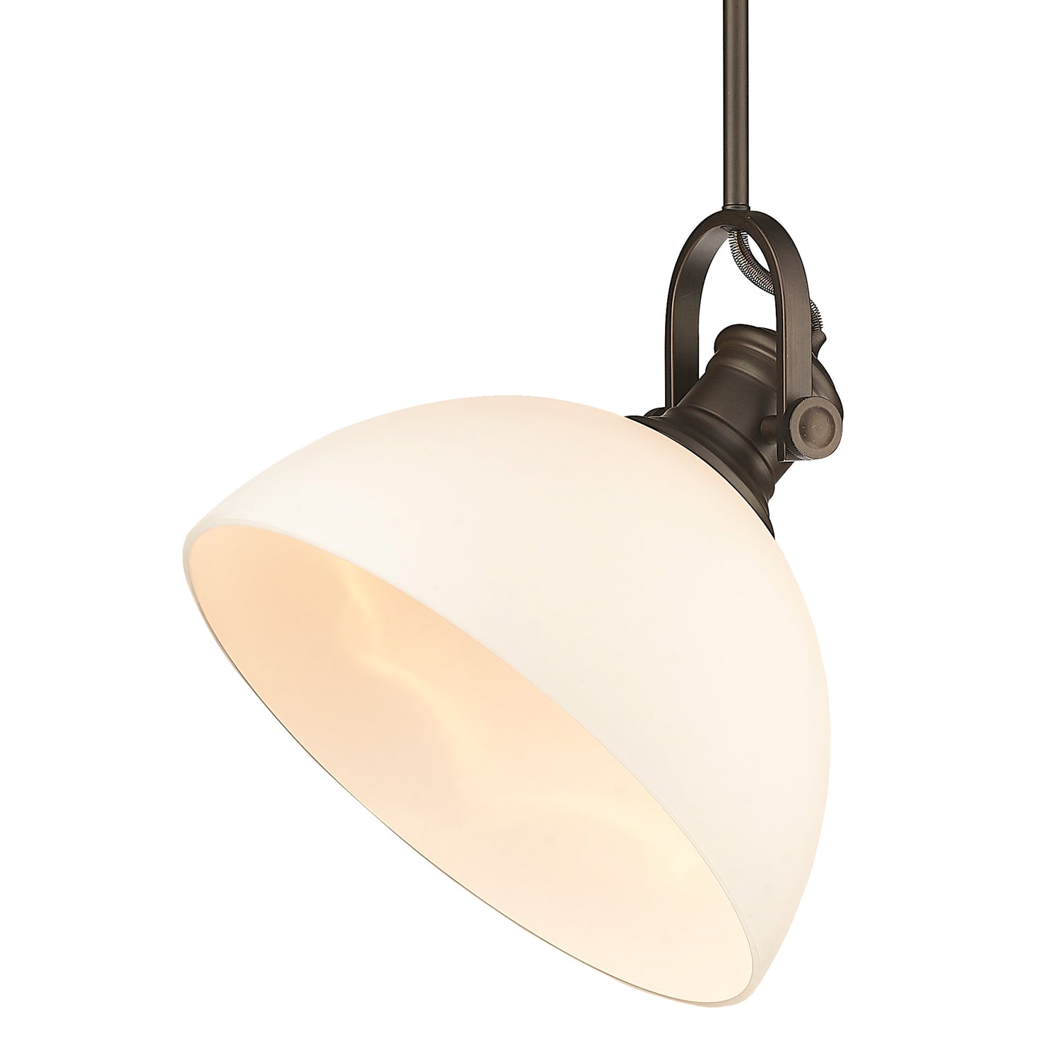 Hines 1-Light Pendant in Rubbed Bronze with Opal Glass