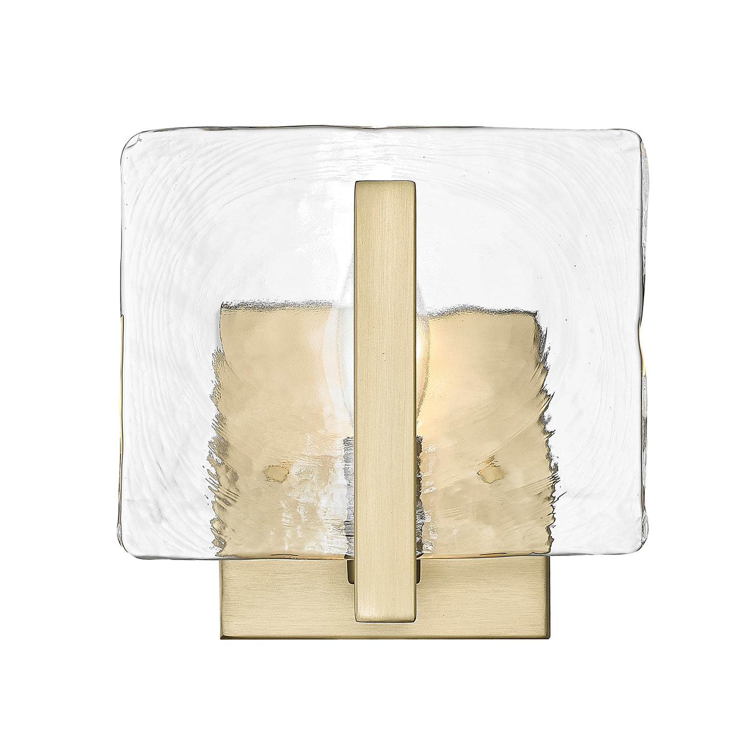 Aenon 1-Light Wall Sconce in Brushed Champagne Bronze with Hammered Water Glass Shade