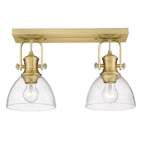 Hines 2 Light Semi-Flush in Brushed Champagne Bronze with Seeded Glass Shades