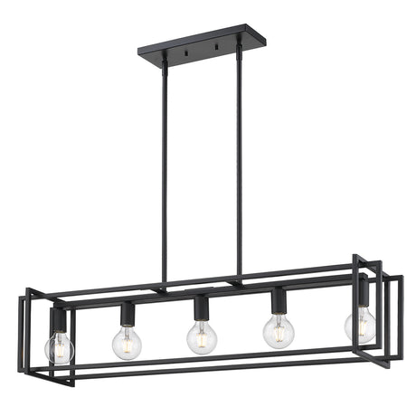 Tribeca Linear Pendant in Matte Black with Matte Black Accents