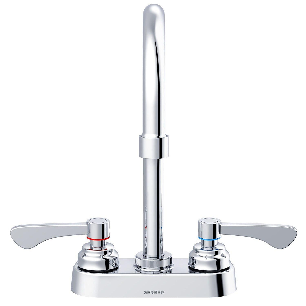 Gerber GC444555 Chrome Commercial Two Handle Centerset Lavatory Faucet W/ GOOSENECK...
