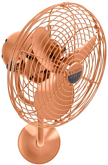 Matthews Fan MP-BRCP-MTL Michelle Parede vintage style wall fan in brushed copper finish.