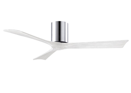 Matthews Fan IR3H-CR-MWH-52 Irene-3H three-blade flush mount paddle fan in Polished Chrome finish with 52” solid matte white wood blades.