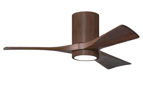 Matthews Fan IR3HLK-WN-WA-42 Irene-3HLK three-blade flush mount paddle fan in Walnut finish with 42” solid walnut tone blades and integrated LED light kit.