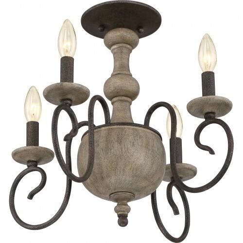 Quoizel CS1718RK Castile Semi flush convertble 4-light rustic black Semi-Flush Mount