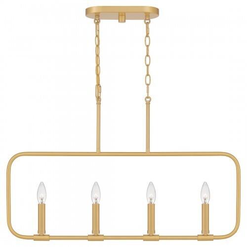 Quoizel ABR432AB Abner Linear chandelier 4 light aged brass Island Light