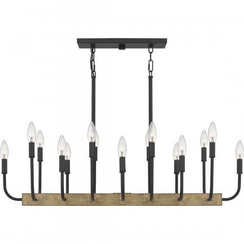 Quoizel COD139MBK Coda Linear chandelier 16 light earth black Island Light
