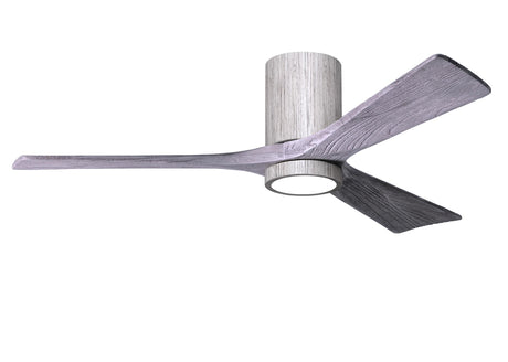 Matthews Fan IR3HLK-BW-BW-52 Irene-3HLK three-blade flush mount paddle fan in Barn Wood finish with 52” solid barn wood tone blades and integrated LED light kit.